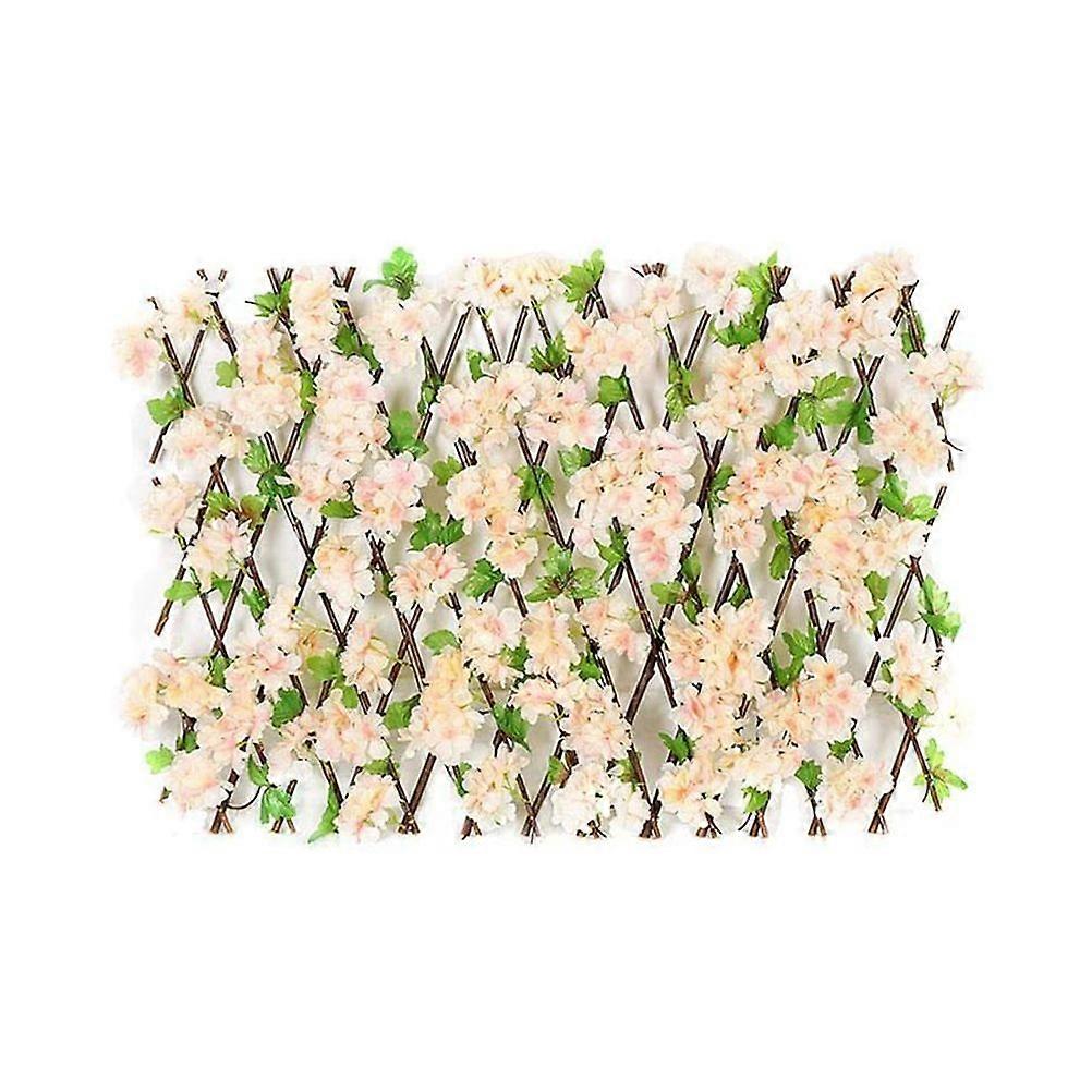 Wooden Retractable Fence  Expanding Fence Hedge With Artificial Flower Leaves Garden Decoration Trellis Screen
