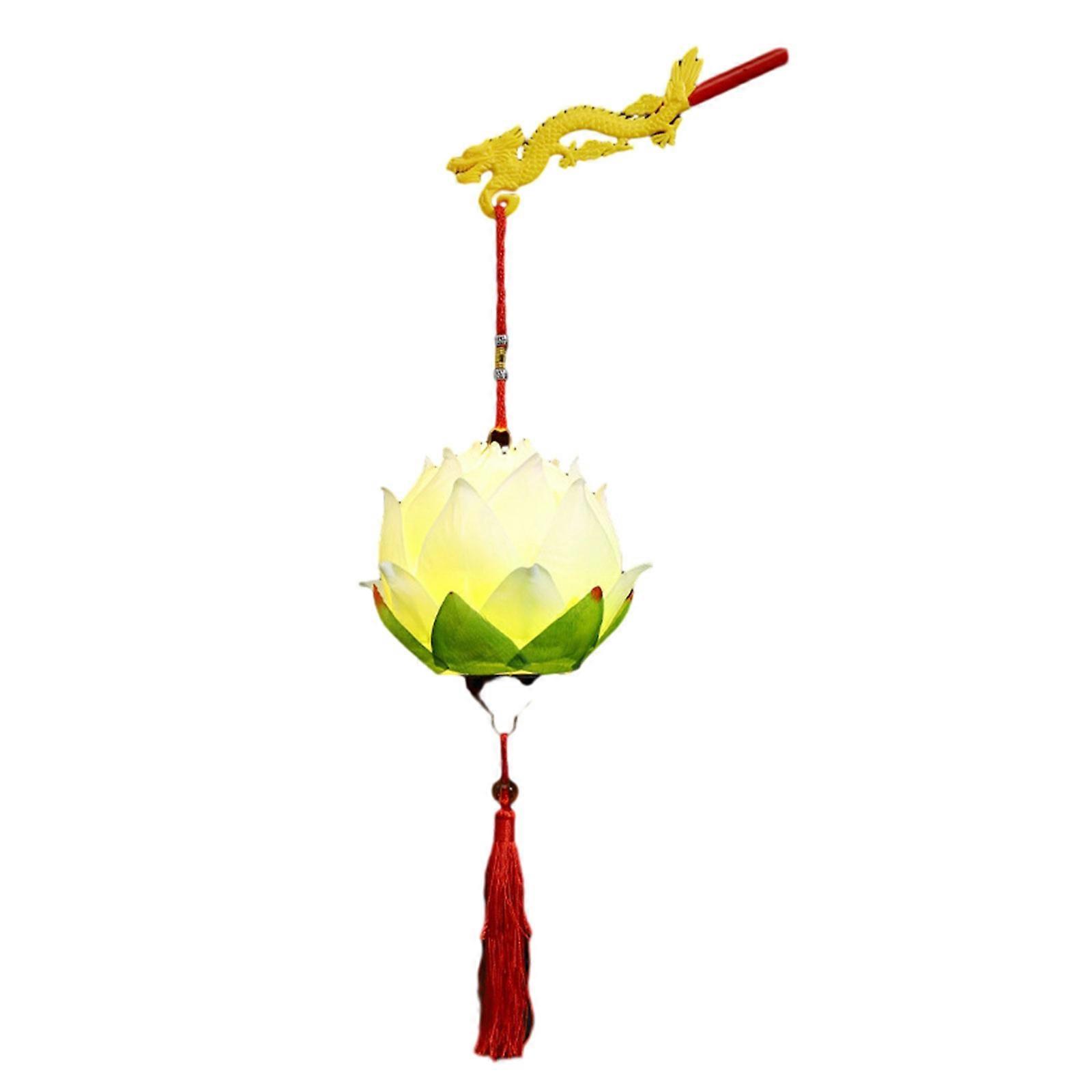 Portable Blossom Flower Lanterns with Light Lamp DIY Party Glowing Lanterns New Year MidAutumn Festival Dancing Props White
