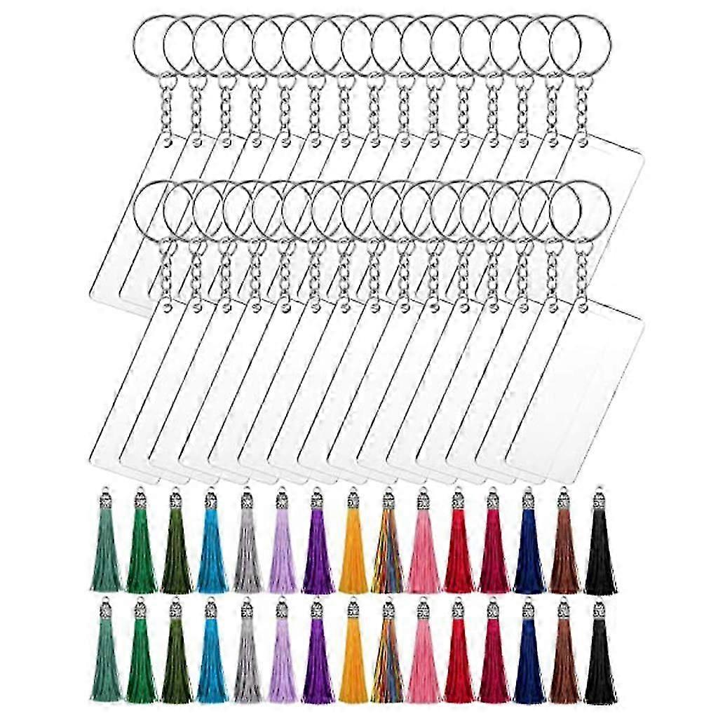 Acrylic Keychain Blanks 30Pieces Clear Keychains Set for DIY Crafts Gift Tags