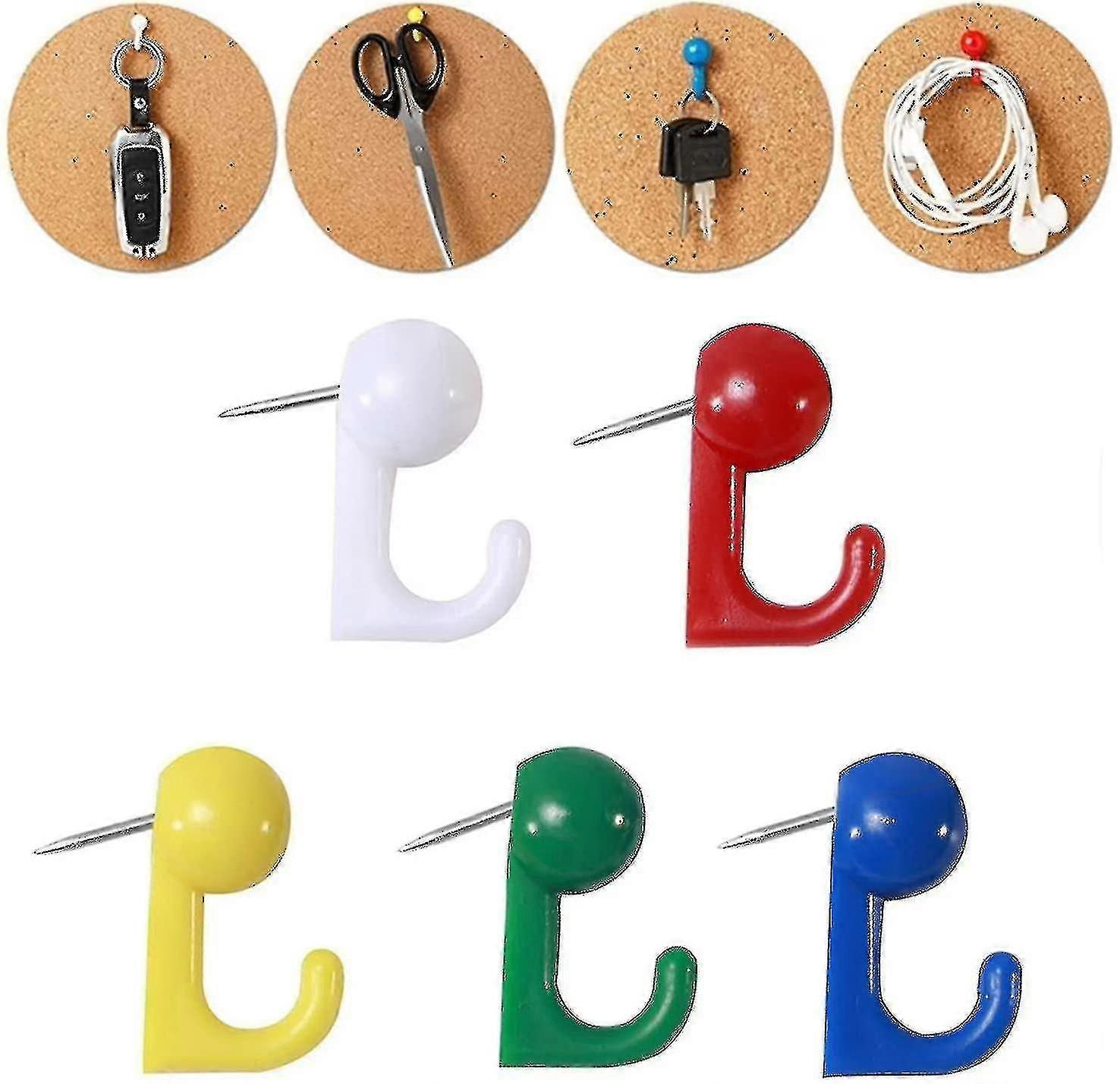 50pcs Plastic Colored Push Pin Hooks Wall Hooks Mixed Color Thumb Nail For Cork Board Map Photo Calendar, Home Office School Supplies