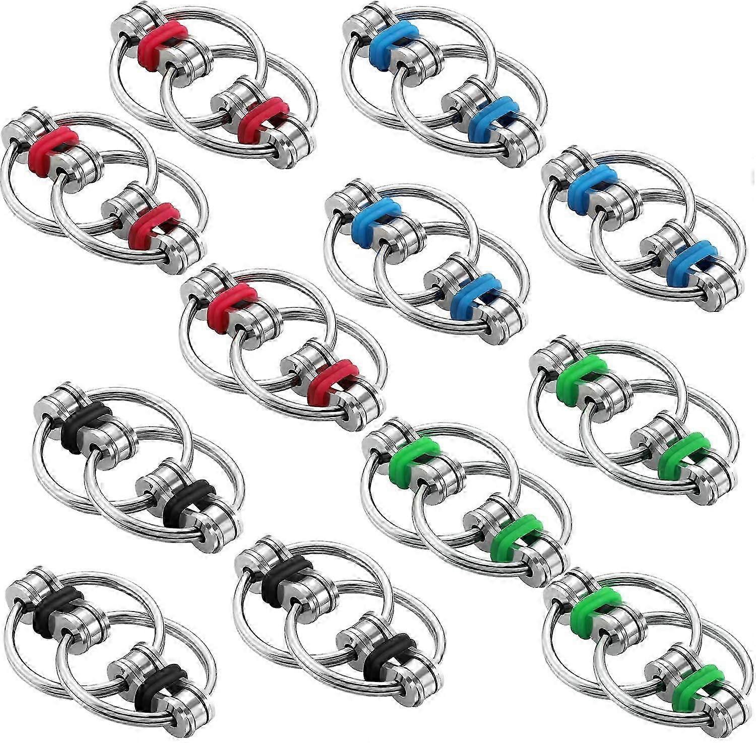 12 Pieces Fidgets Chain Fidget Toy, Pressure-Relieving Chain Great for ADHD and ADD, Anxiety Relief Bike Chain Toys