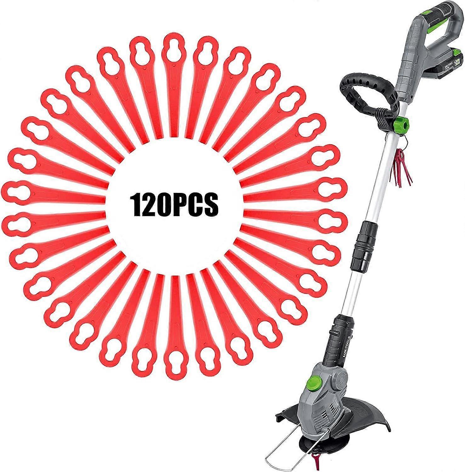 120 Pieces Garden Lawn Mower Plastic Blades, Red Trimmer Blades, Replacement Trimmer Blades, for Garden and Lawn Edgers, Length 83mm