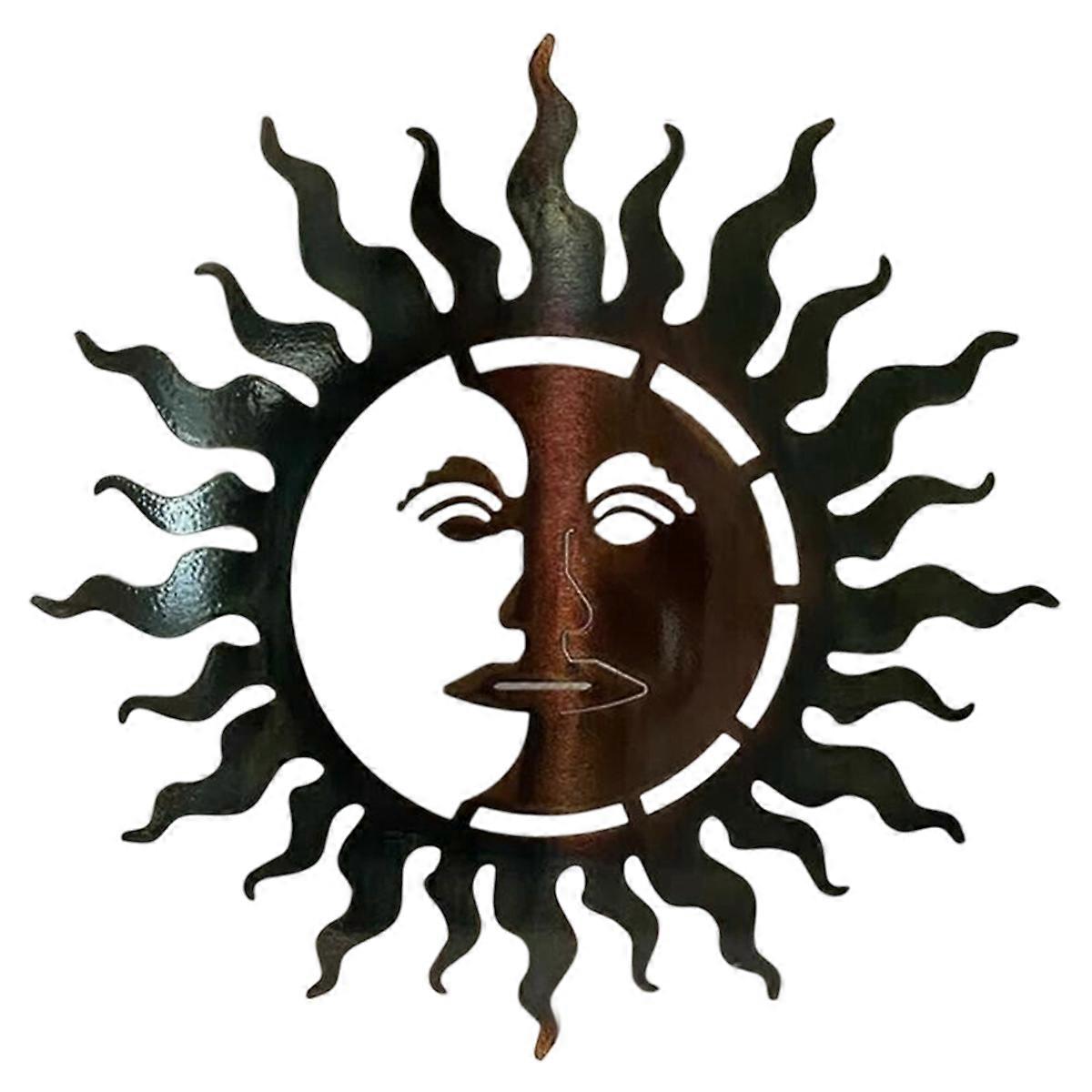 Sun & Moon Wall Art Solid Steel Metal Hand Finished  (black)(1pc