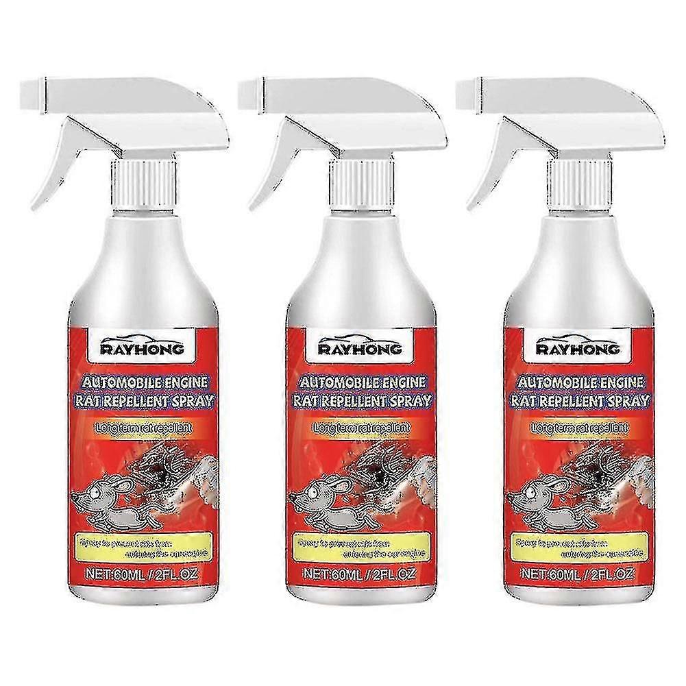 3pcs Automobile Engine Rat Mouse Repellent Spray Natural Vehicle Protection