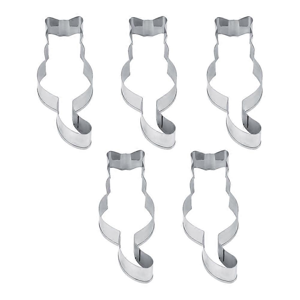 Stainless Steel Cat Shape Cookie Cutter Set - 5Pcs Baking Mould Tools for Biscuits and Cakes