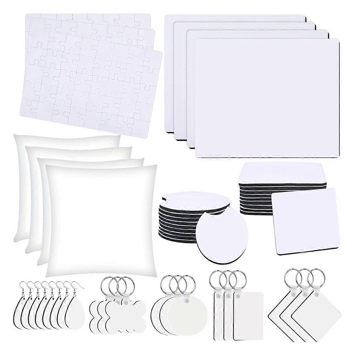 82PCS Sublimation Blanks Products Set, Christmas Craft Sublimation Kit DIY Heat Printing Pattern Craft