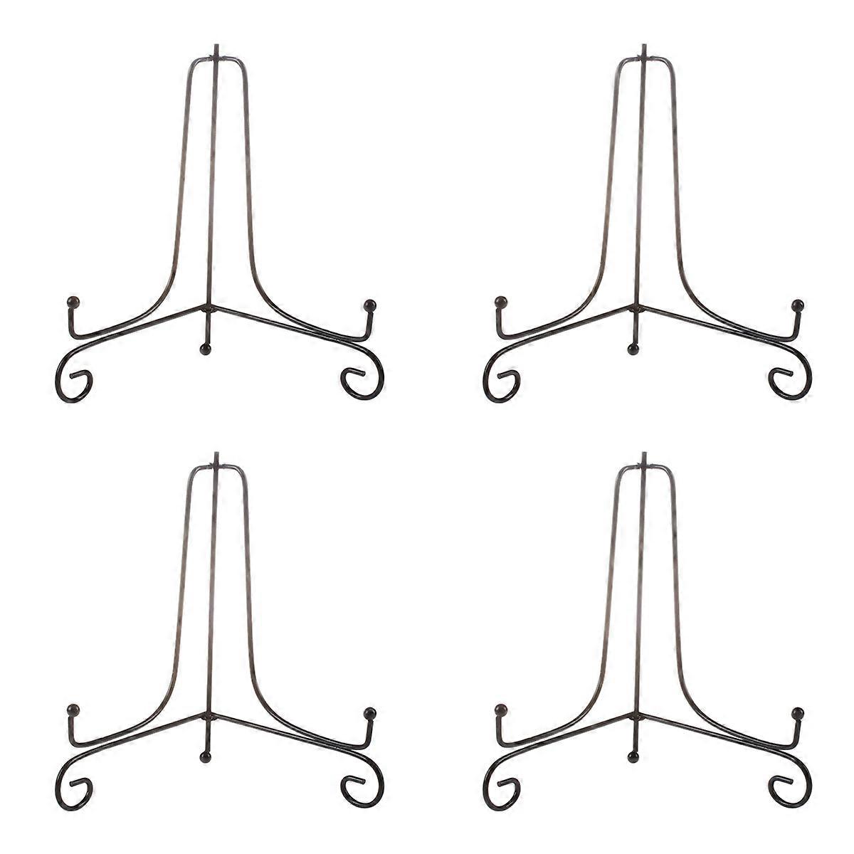 4 Pcs Iron Easel Classic Display Stand Bowl Plate Photo Frame Book Artwor Black 4 Inches 10.5cm