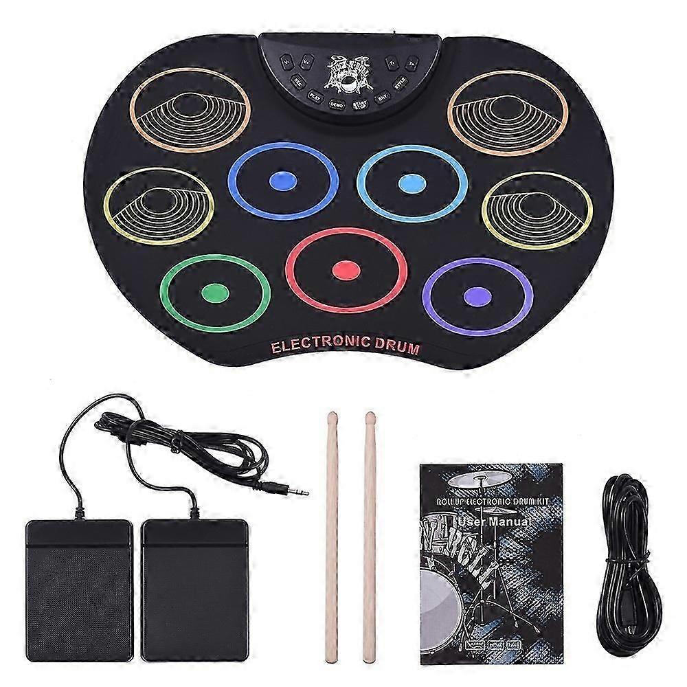 Colorful Hand-Rolled Drum Set Roll Up Drum Beginner Children's Percussion Instrument Usb Hand-Rolled