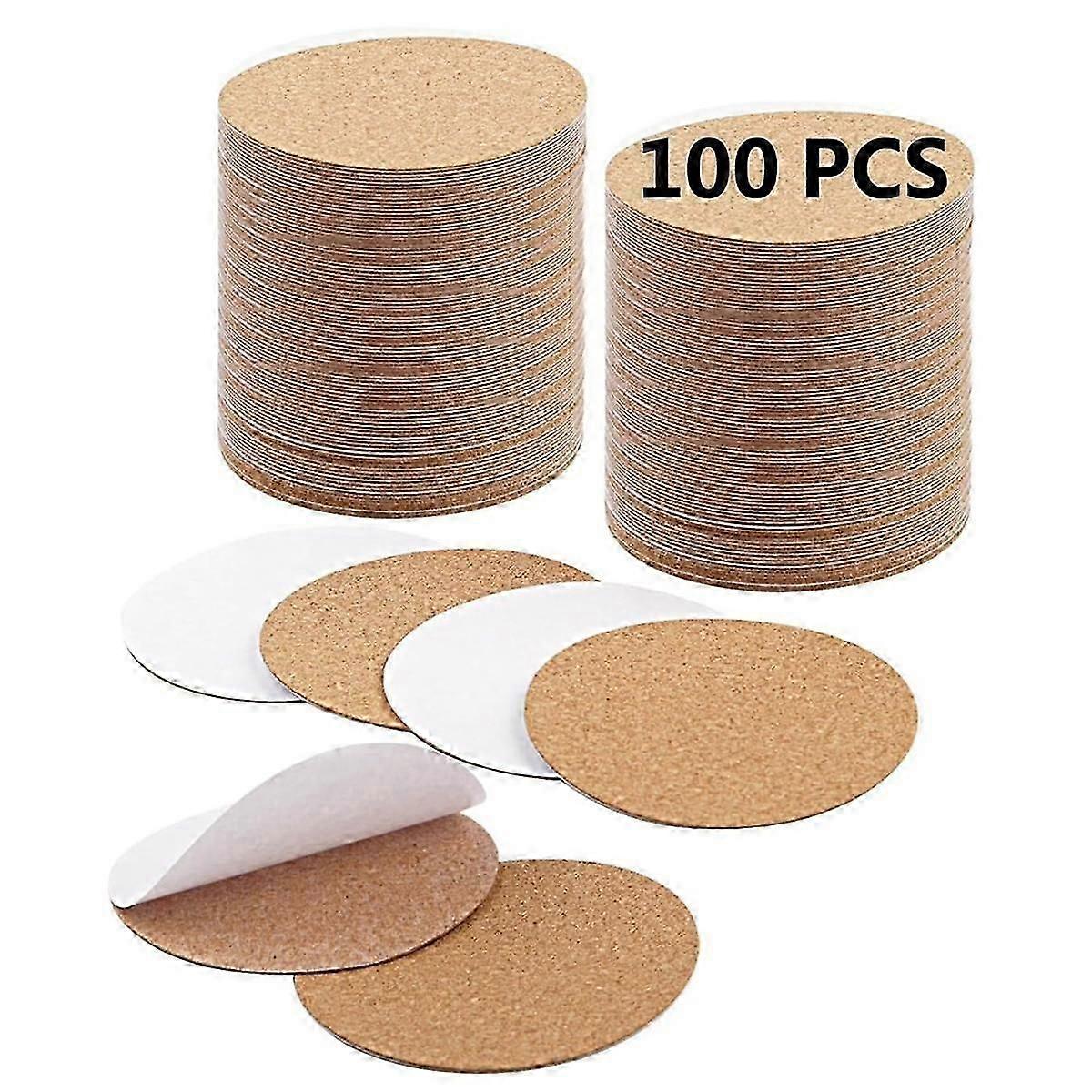 100 STÜCKE selbstklebender Kork für Untersetzer Bulk, Untersetzerböden selbstklebend, Runde Untersetzer Backing wi js
