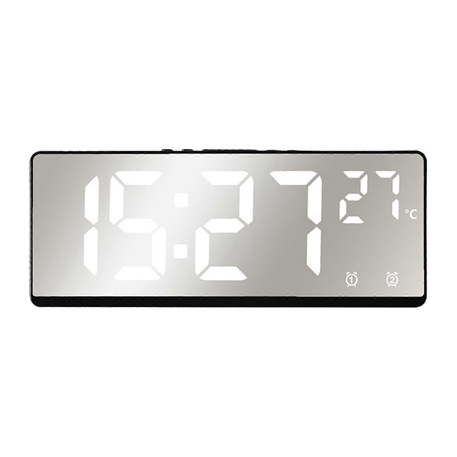 Electronic Digital Clock 12H 24H Temperature Snooze Mirror LED Clock for School