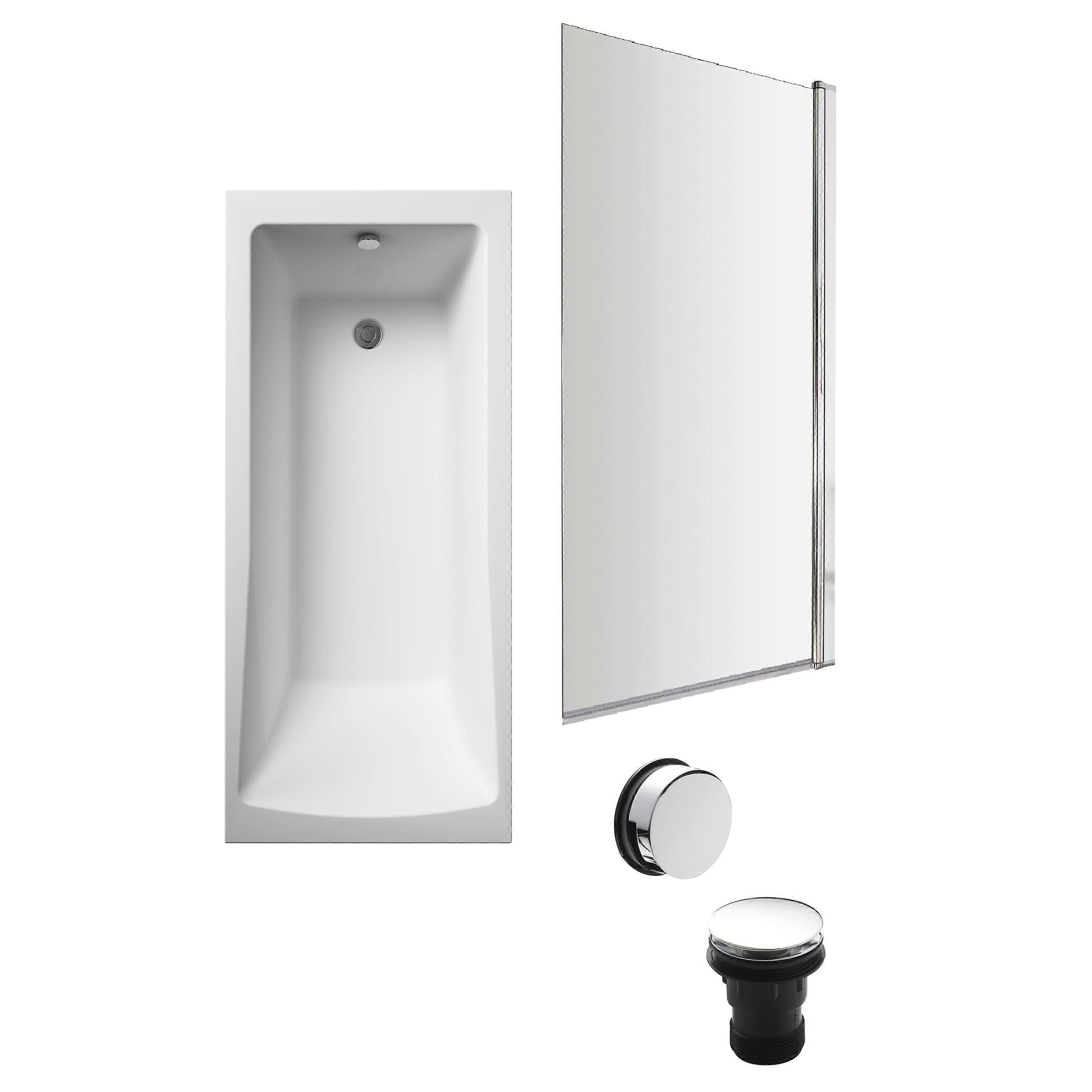 Square Single Ended 1700x700 with Leg Set & Chrome Screen & Chrome Waste