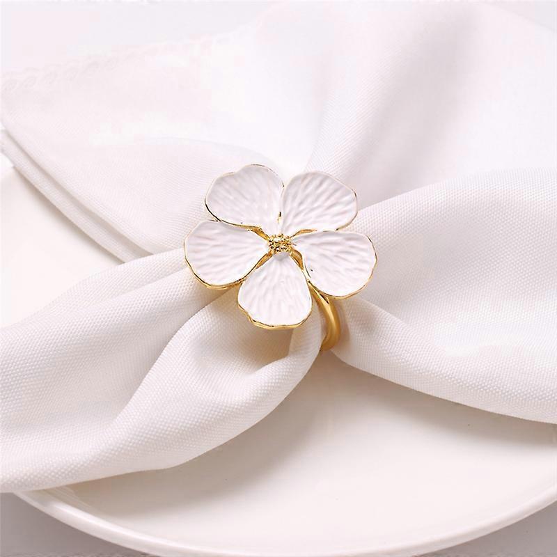 12 PCS fleurs serviette de table rond supports tables de dîner anneaux élégant, blanc
