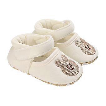 Bear Pattern Soft Bottom Baby Shoes Bear-Themed Walking Shoes for Comfort & Support During Early Walking Activity   white rabbit