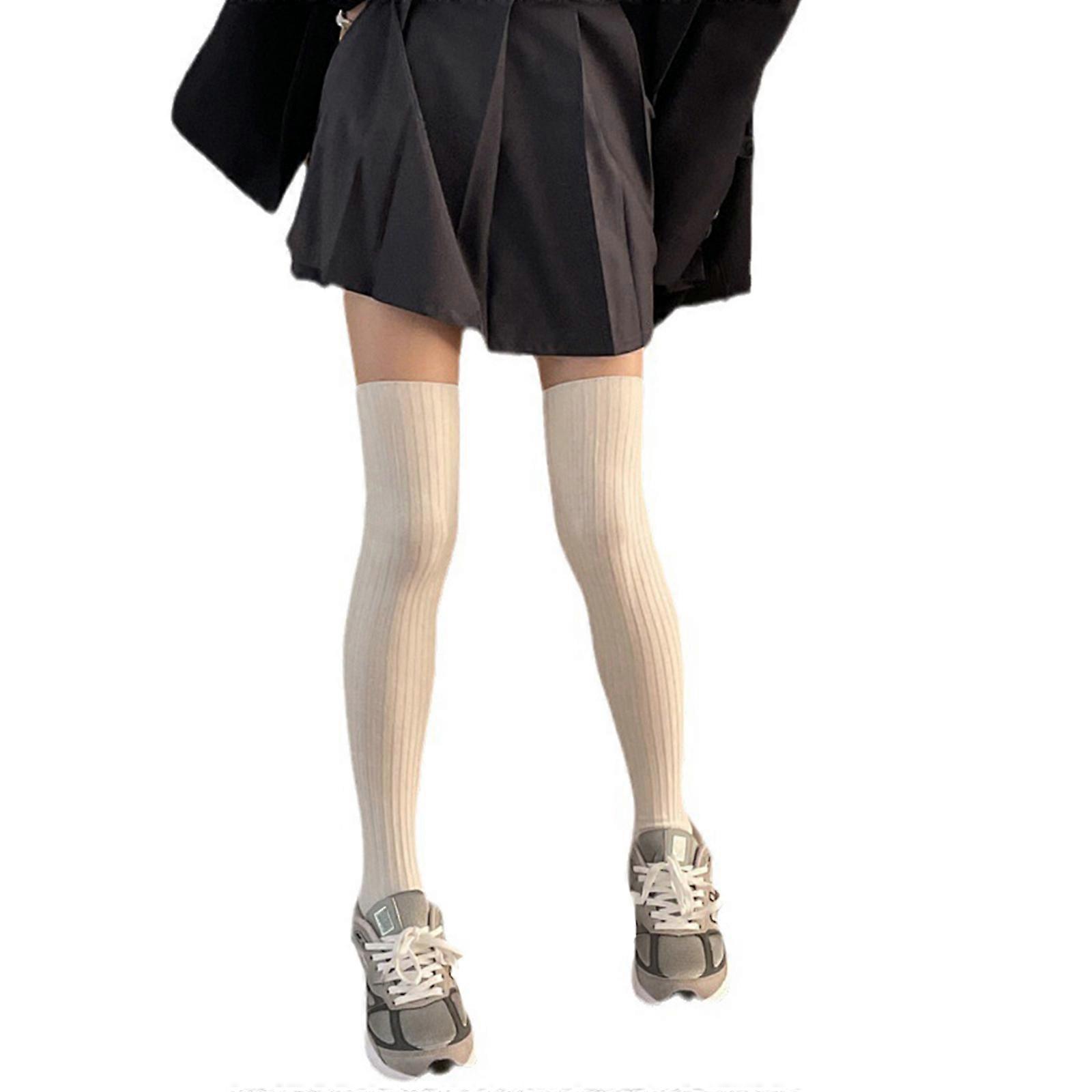 גרביים גבוהות מכותנה לנשים, גרביים ארוכות עד הברך, גרביים חמודות מתוקות מעל הברך גרבי מגף מחממי רגליים מחממי שיבולת שועל