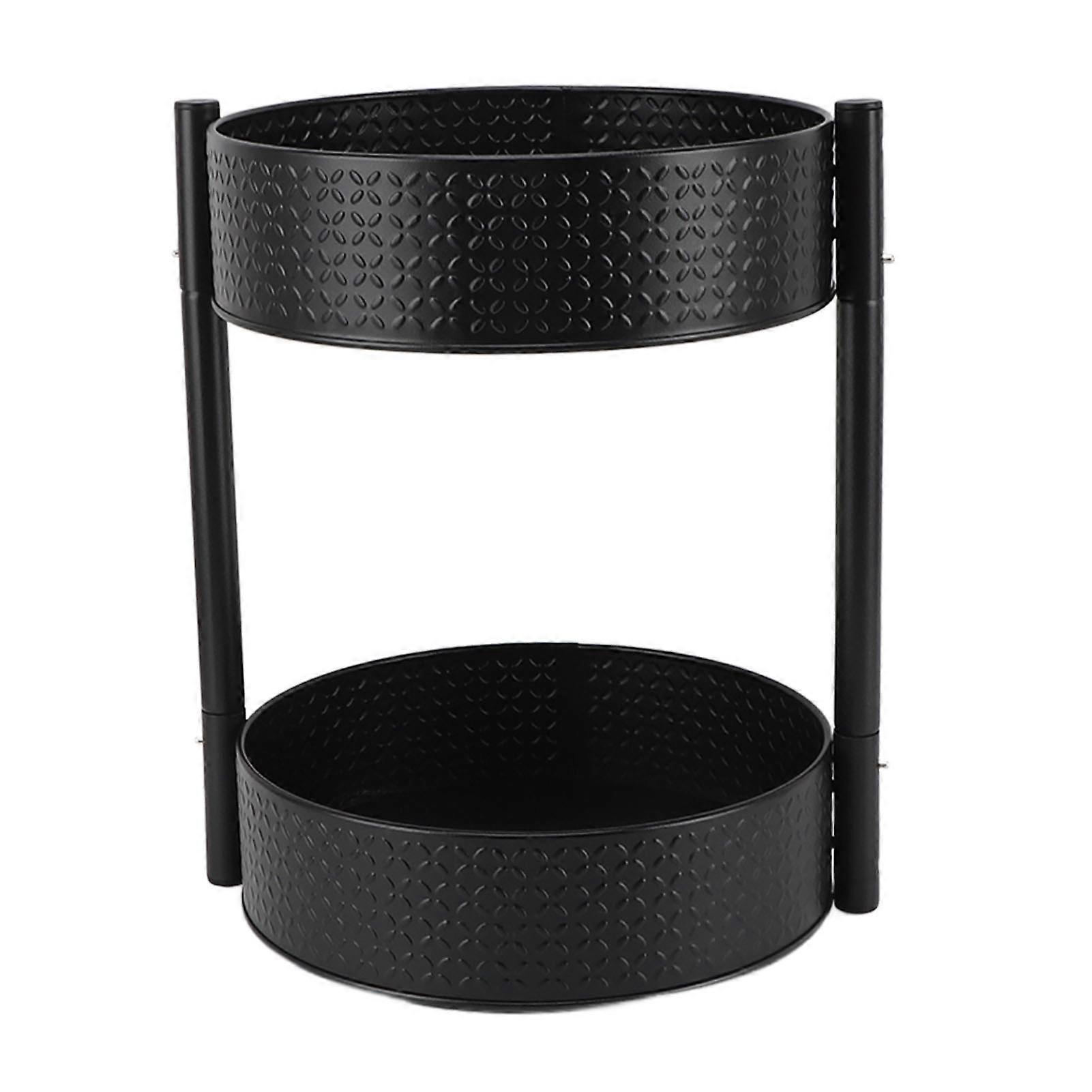 360 Degree Rotating Spice Rack Large Capacity Multifunctional Carbon Steel Spice Organizer for Kitchen 2 Tiers