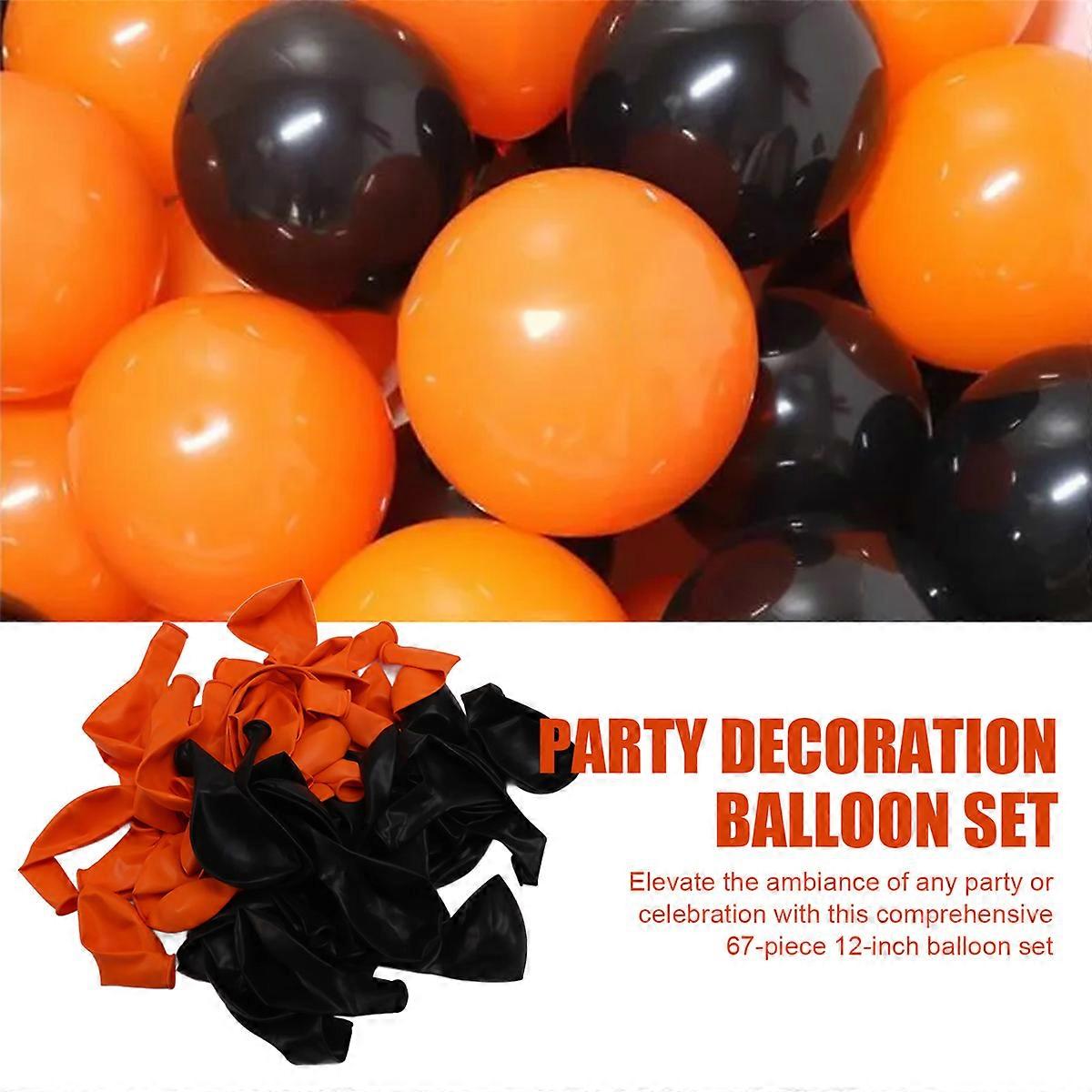 Conjunto de balões de Halloween, 67 balões de látex preto e laranja de 12 polegadas