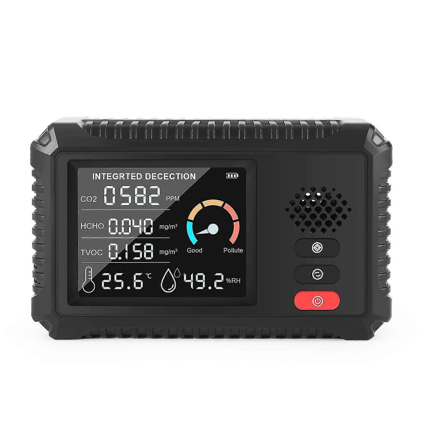 5 In 1intelligent Air Quality Monitor Co2 Sensor Mini Gas Detector For Tvoc Hcho Co2 Gas Analyzer  Thermometer &amp; Hygrometer Home