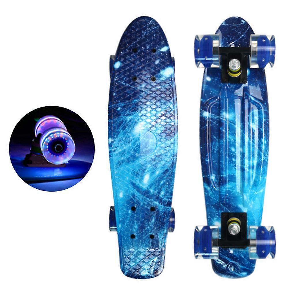 Skate Mini Cruiser Completo de 22 polegadas Longboard Roda Piscante Peixe Skate Board Azul