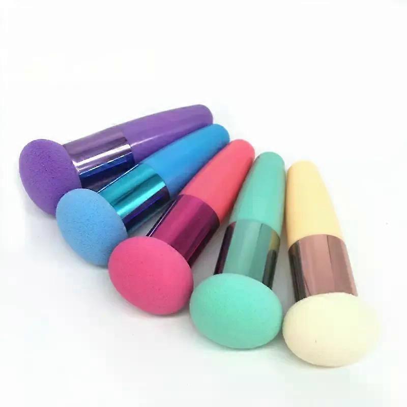 5pc Handle Makeup Sponge with Mushroom Stick for Flawless Cosmetics Application
