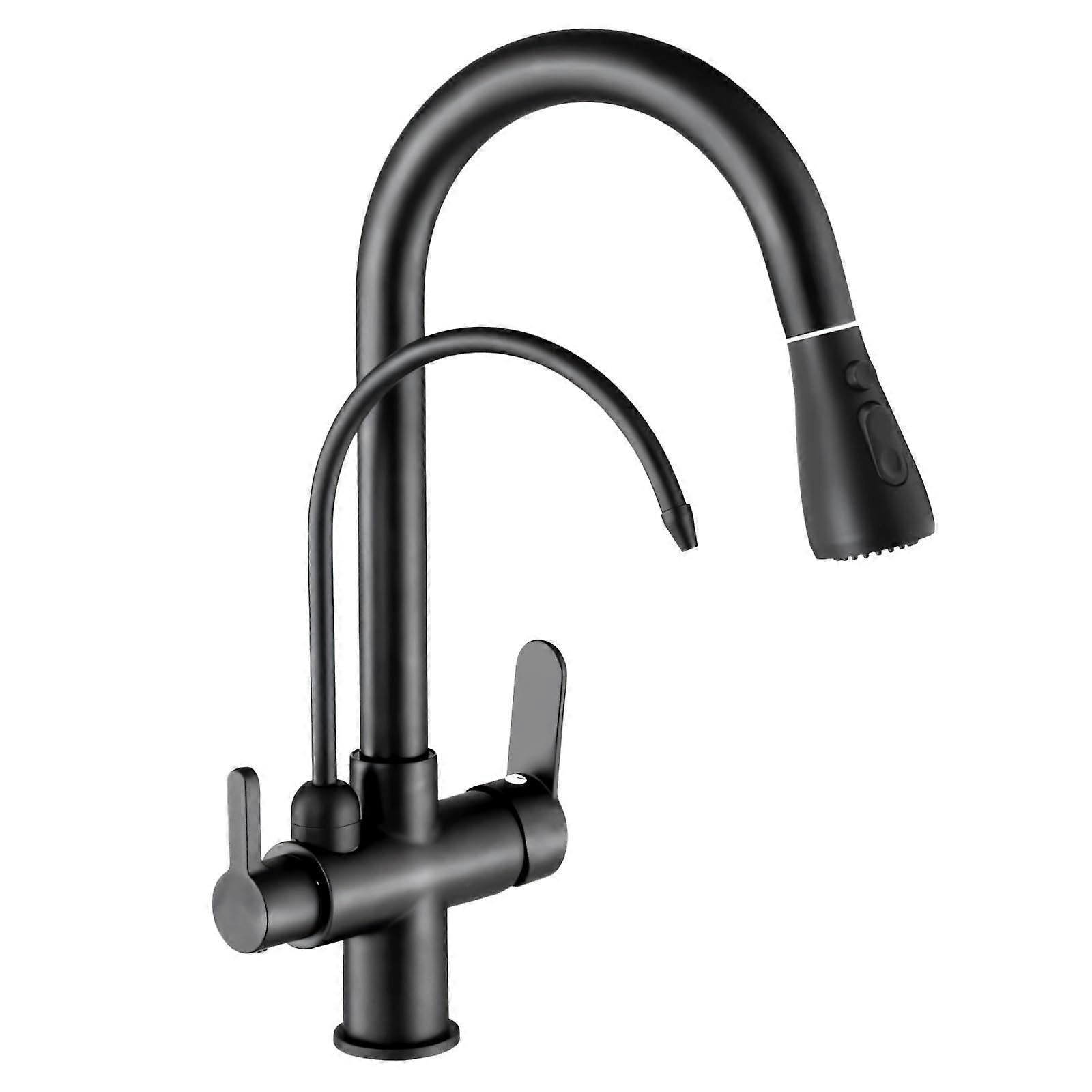 Black Matte Kitchen Faucets For Kitchen Sink Pull-Down Sprayer 1.8 GPM Lead-Free Deck Mounted