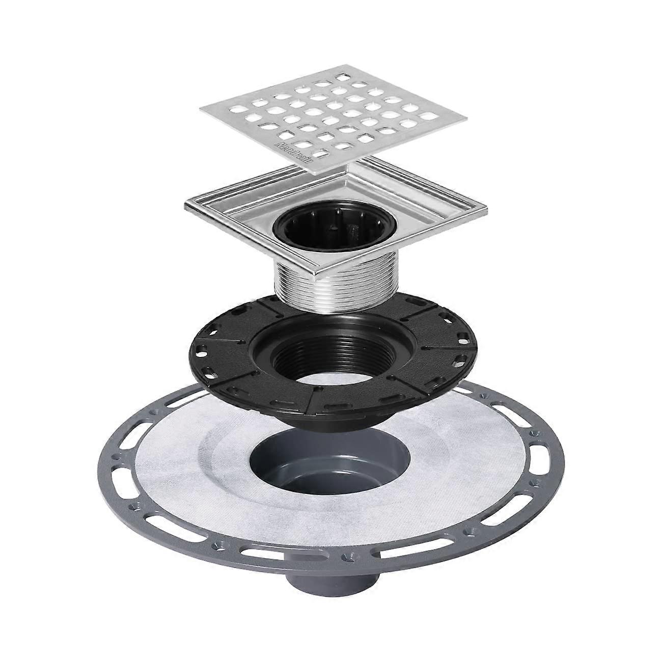 Børstet 304 rustfrit stål bruseafløb til lavprofil brusebad Tomme firkantet