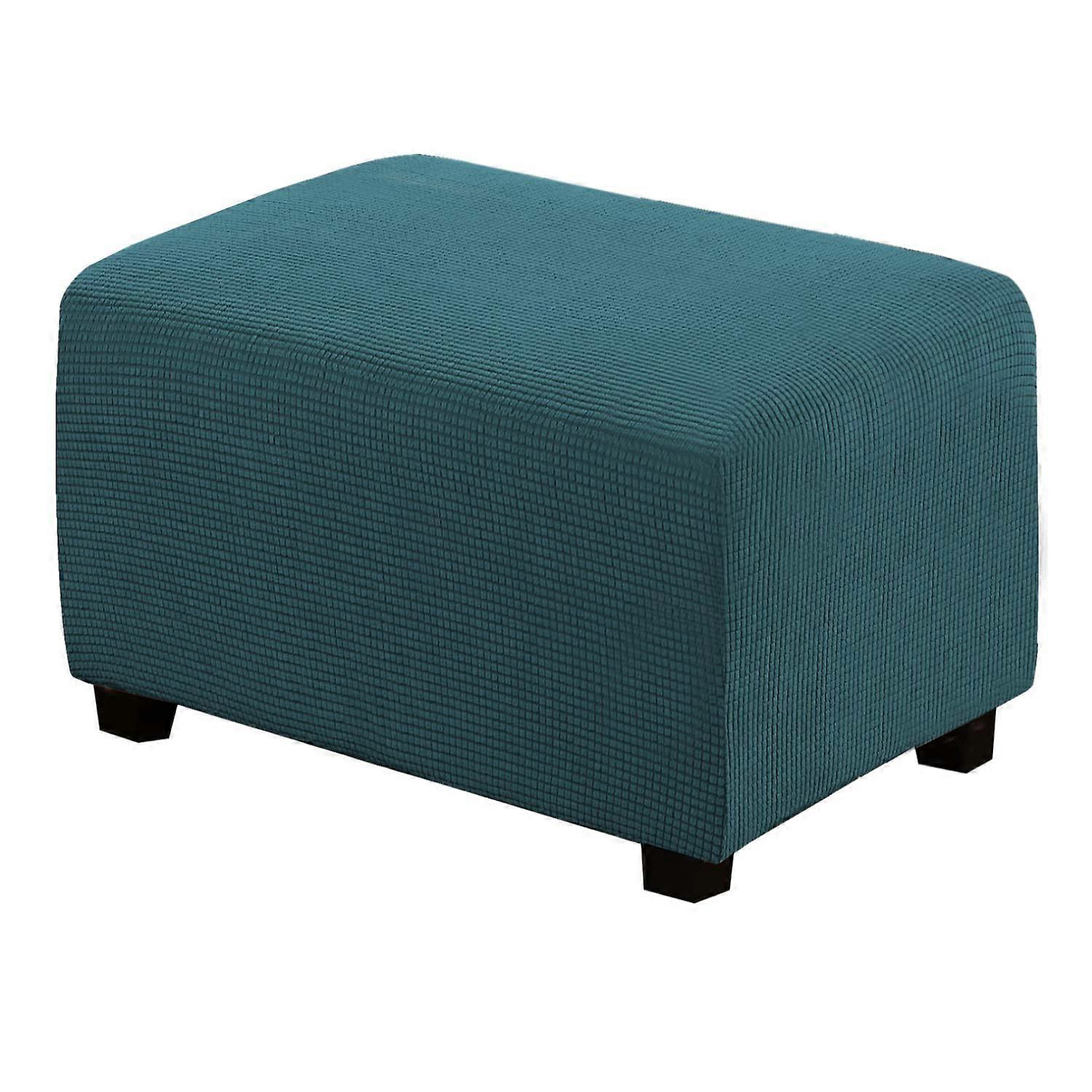 Rectangle Ottoman Cover Part Slipcover Stretch Thick Soft Jacquard For Sofa Chaise Footrest Stool XX-Large Deep Teal