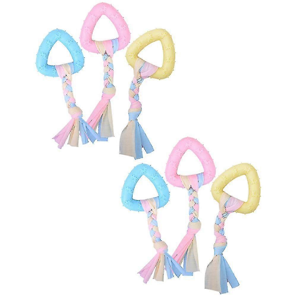 6pcs molar Puppy cute soft rubber dog chew toy clean teeth fun interactive chew toy