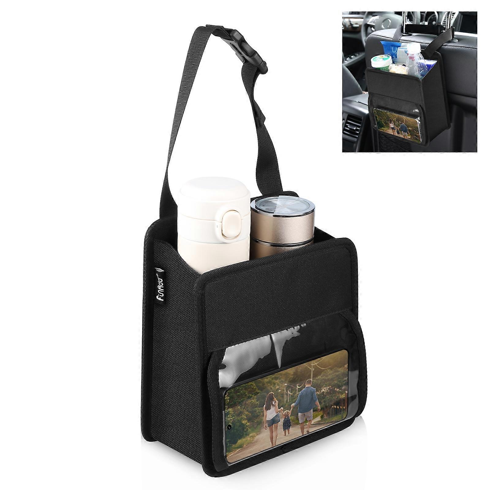 FUNADD Portable Folding Car Back Seat Hook Storage Box (Black)