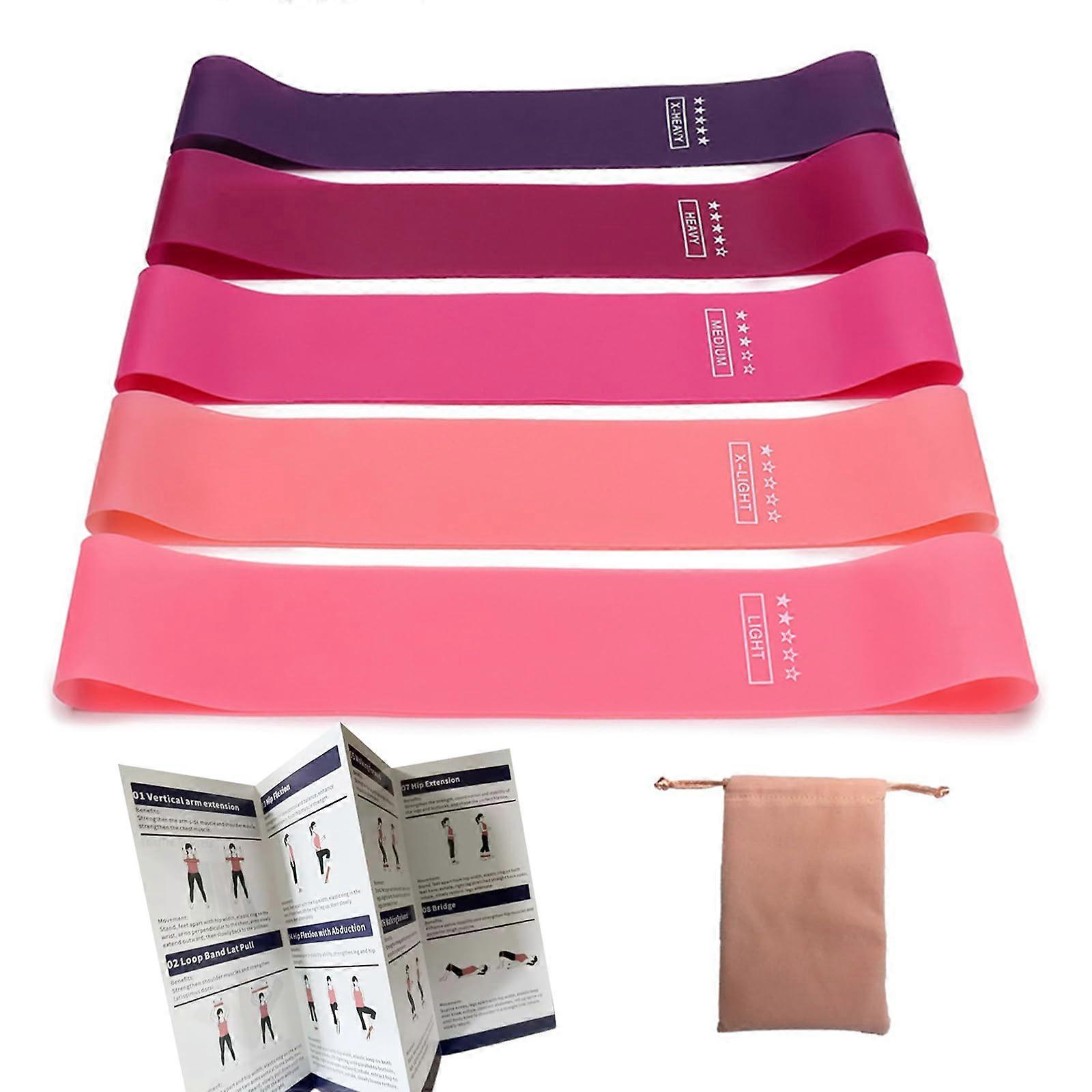 Resistance Bands Set with Carrying Bag and Instruction Guide, Versatile Latex Exercise Bands for Home and Gym Workouts, 5-Piece Set