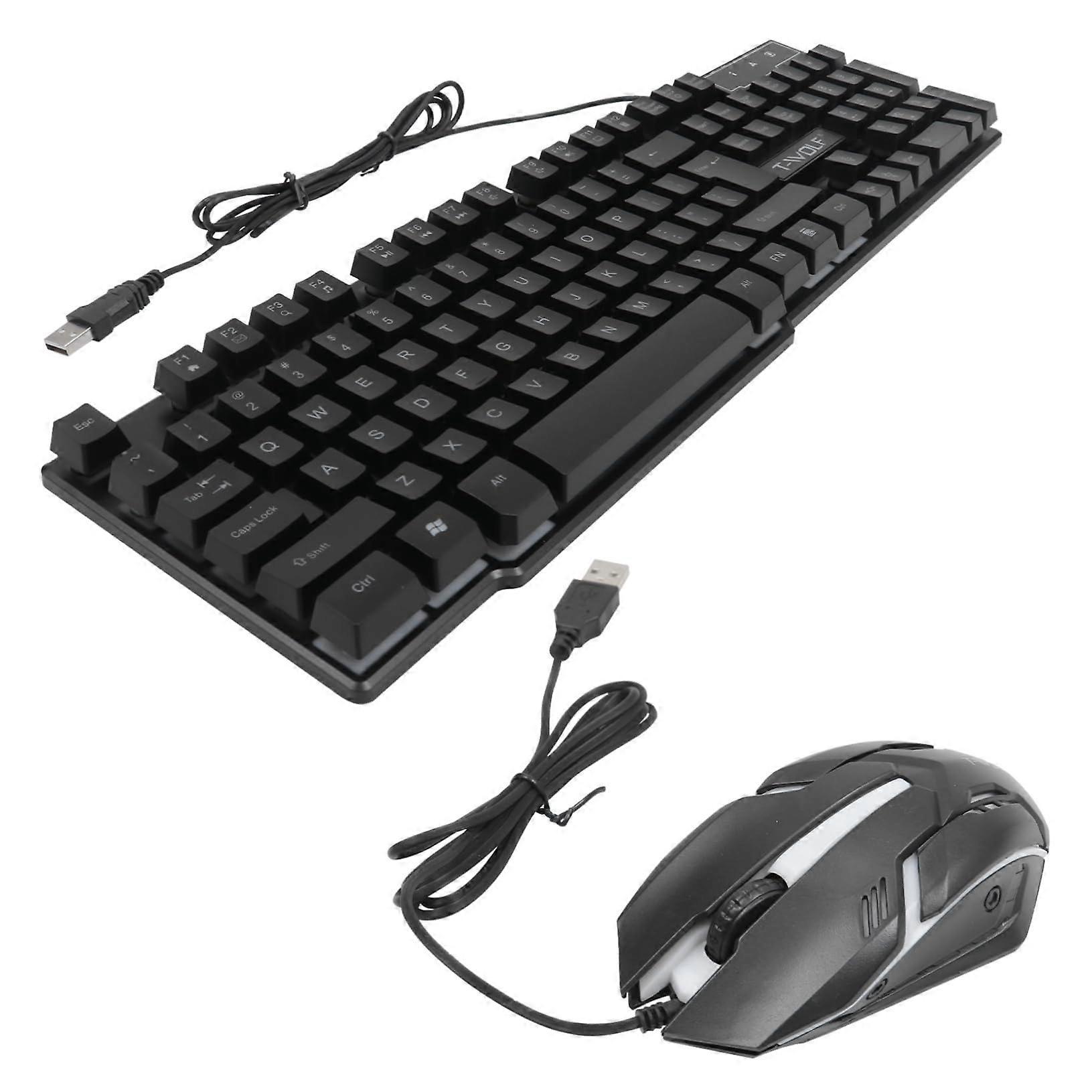 LED Backlit Keyboard Mouse Set Ergonomic Gaming Design Portable for Travel Compatible with Windows and Mac