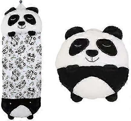 Saco de dormir panda fofo portátil saco de dormir dobrável com travesseiros macios durante toda a temporada crianças quentes meninas meninos (panda)