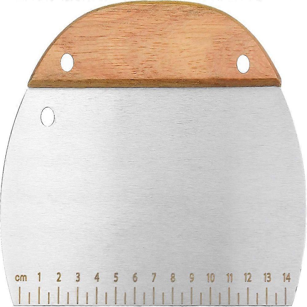 Stainless Steel Dough Scraper Wooden Handle Pastry Scraper with Measuring Scale Dough Cutter for Making Bread Cakes