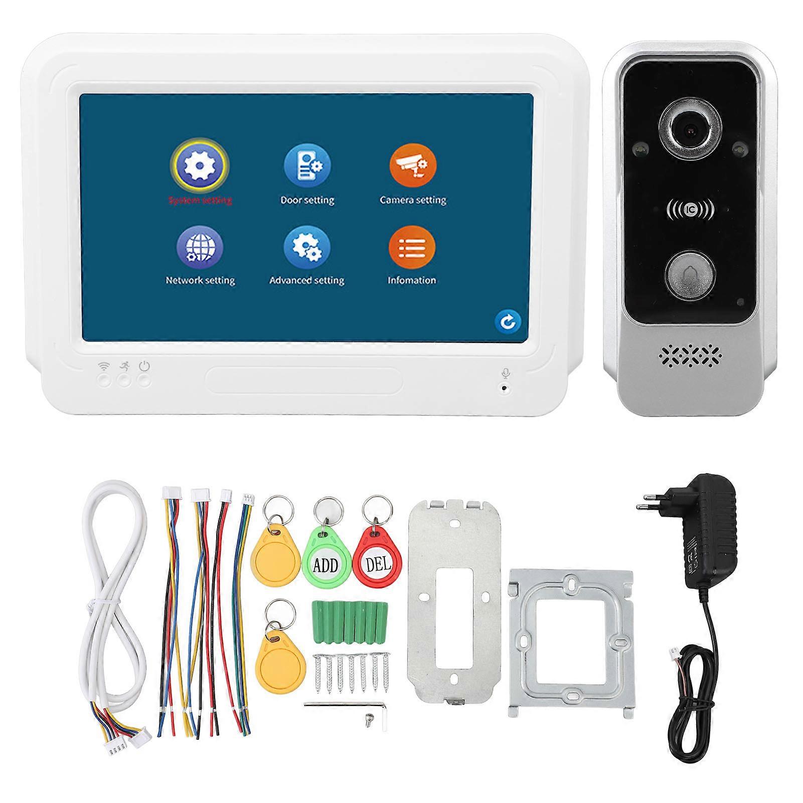 7" Video Doorbell Intercom Kit - Wide Angle, Night Vision, Touchscreen, Enhanced Security