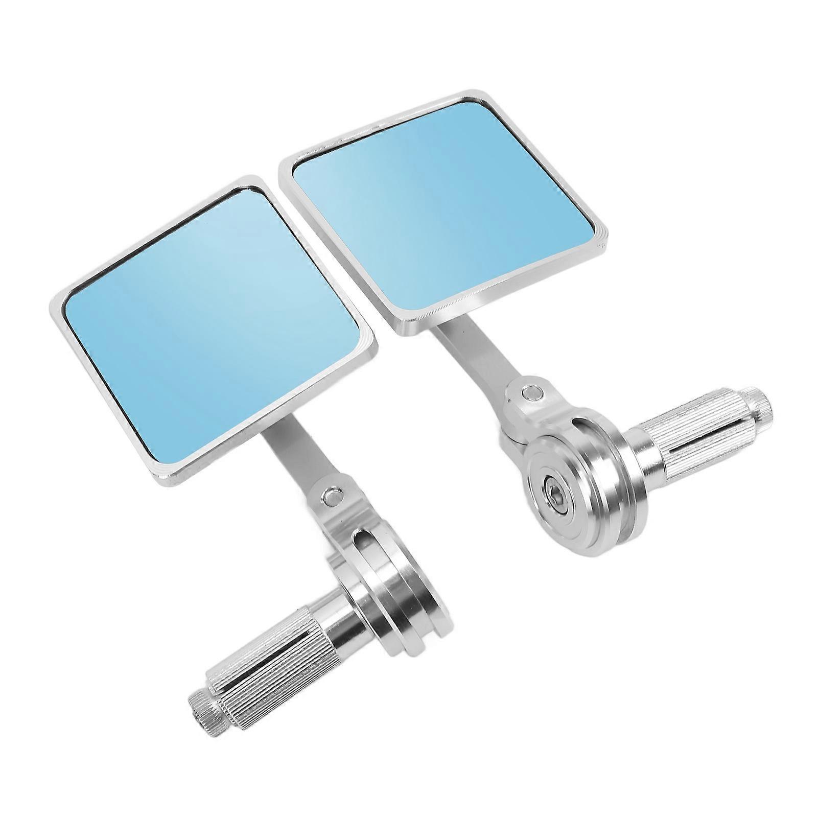 2pcs Universal Aluminum Alloy Waterproof Handlebar Mirrors Silver