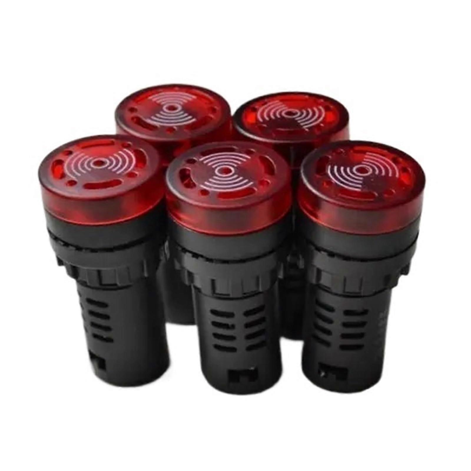 5pcs TOP DC 12V DC24V DC36V AC220V 22mm Red LED Indicator with Buzzer(DC24V)