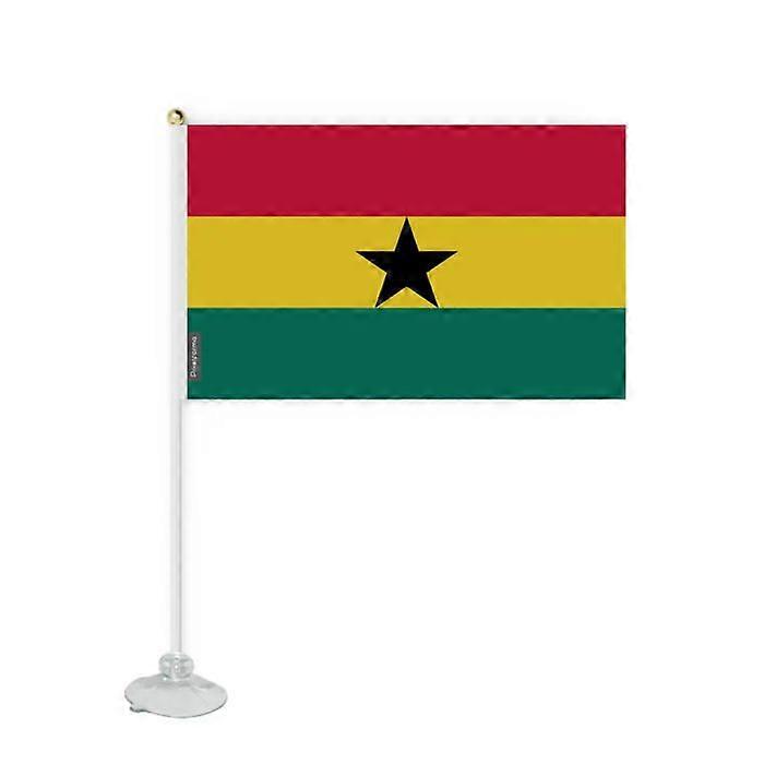 Suction Flag - Ghana - 14 x 21 cm - Durable Polyester - Double-Sided Print - Lightweight and Sturdy