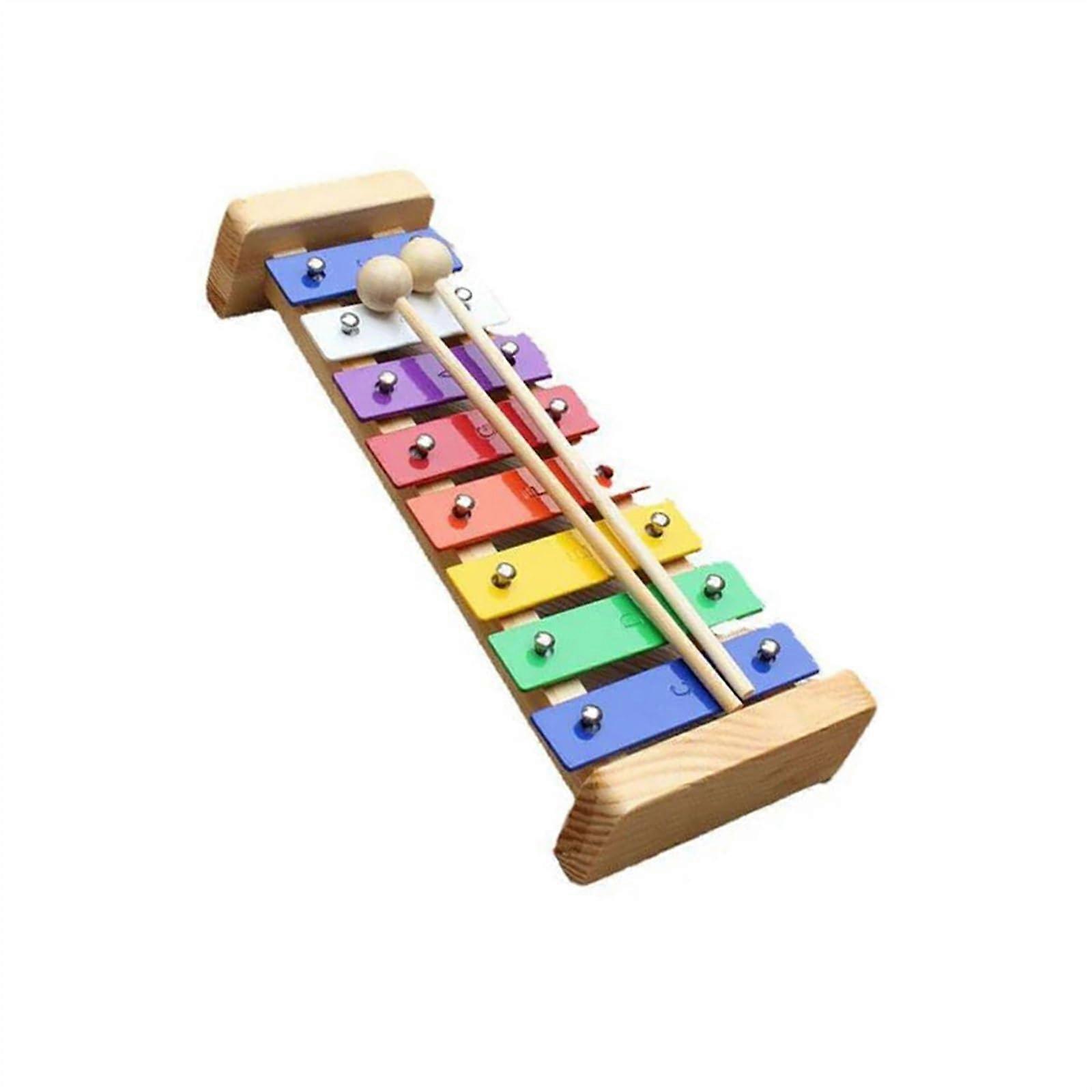 Xylophone Aluminum Plate 8 Tone Harp Xylophone with Wooden Frame and Hammers for Music Education