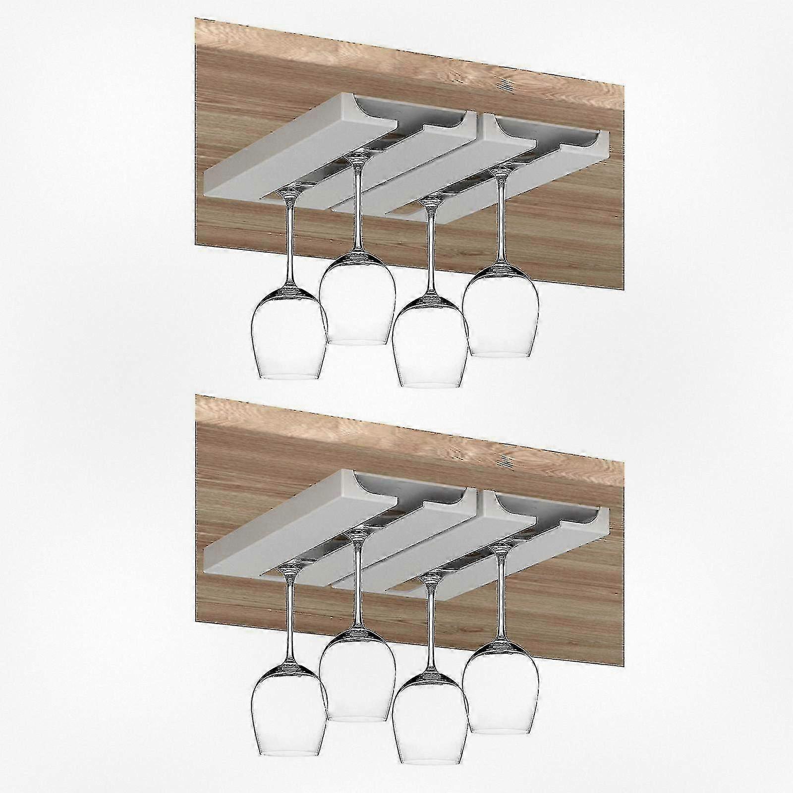 Hanging Wine Glass Holder Without Drilling, Under Shelf Stemware Organizer for Kitchen and Bar Cabinets, Suitable for Various Glass Styles