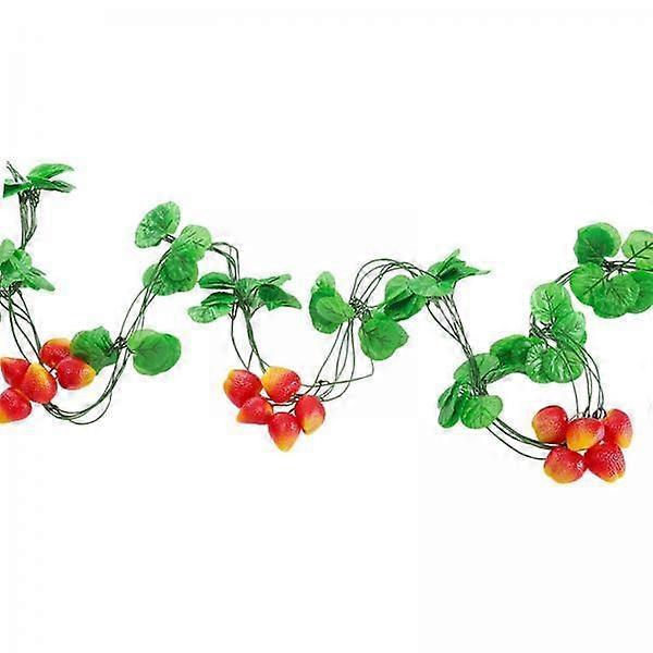 2x 3 Green Leaves, Artificial Fruit Vines, Hanging Plants, Artificial Fruit