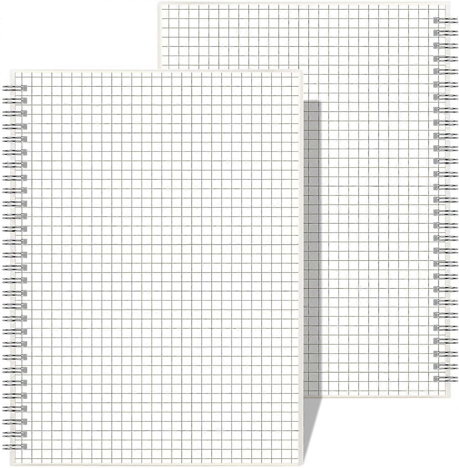 Graph Paper Notebook Spiral 2 Pack  B5 Grid 7.3'X 10', 100GSM, 320 Pages