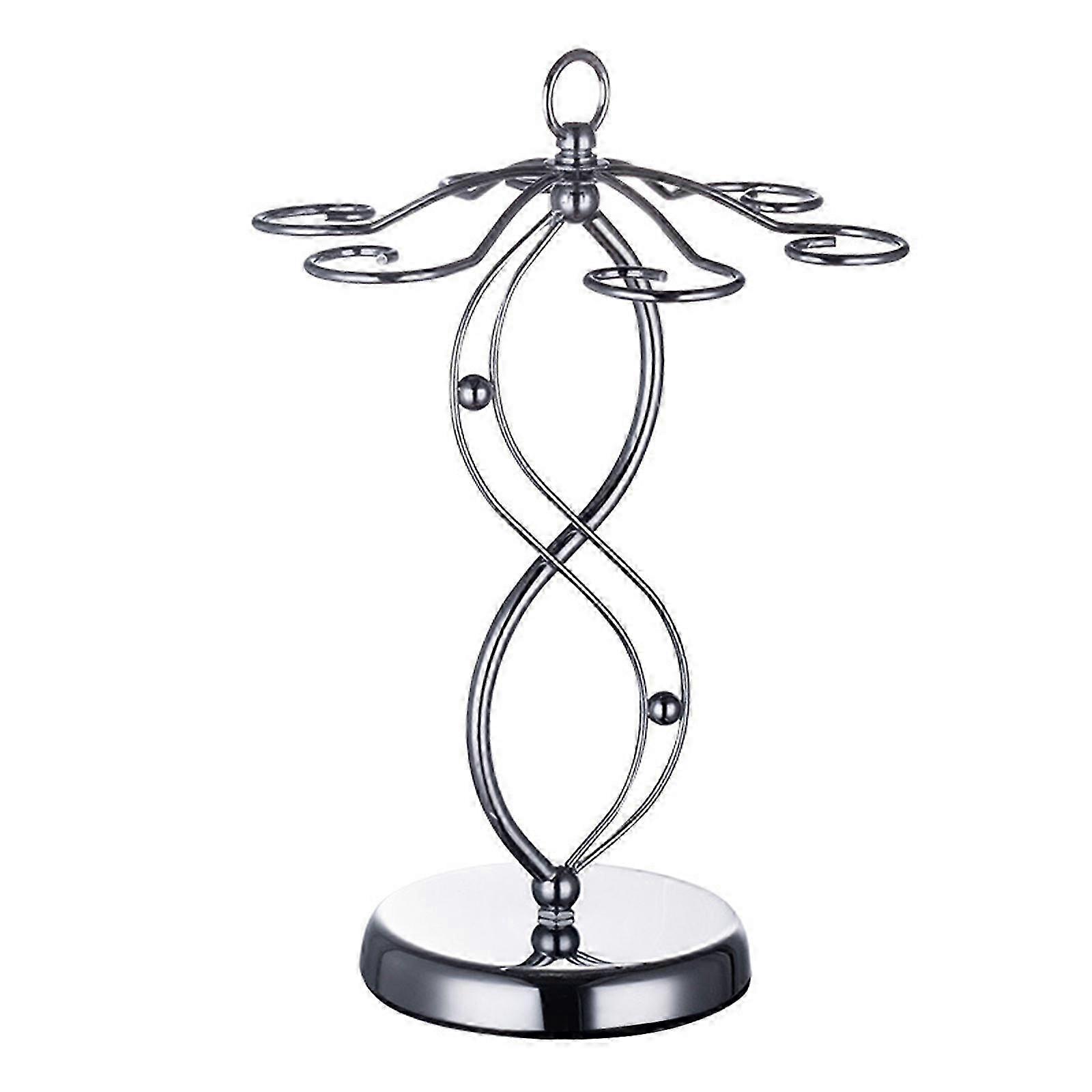 6つのフック付きメタルワイングラスホルダー - カウンタートップディスプレイスタンド