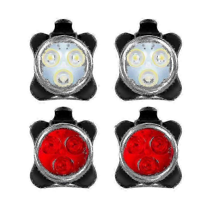 4 Pack Usb Rechargeable Bike Light Set Front And Rear Led Bicycle L...