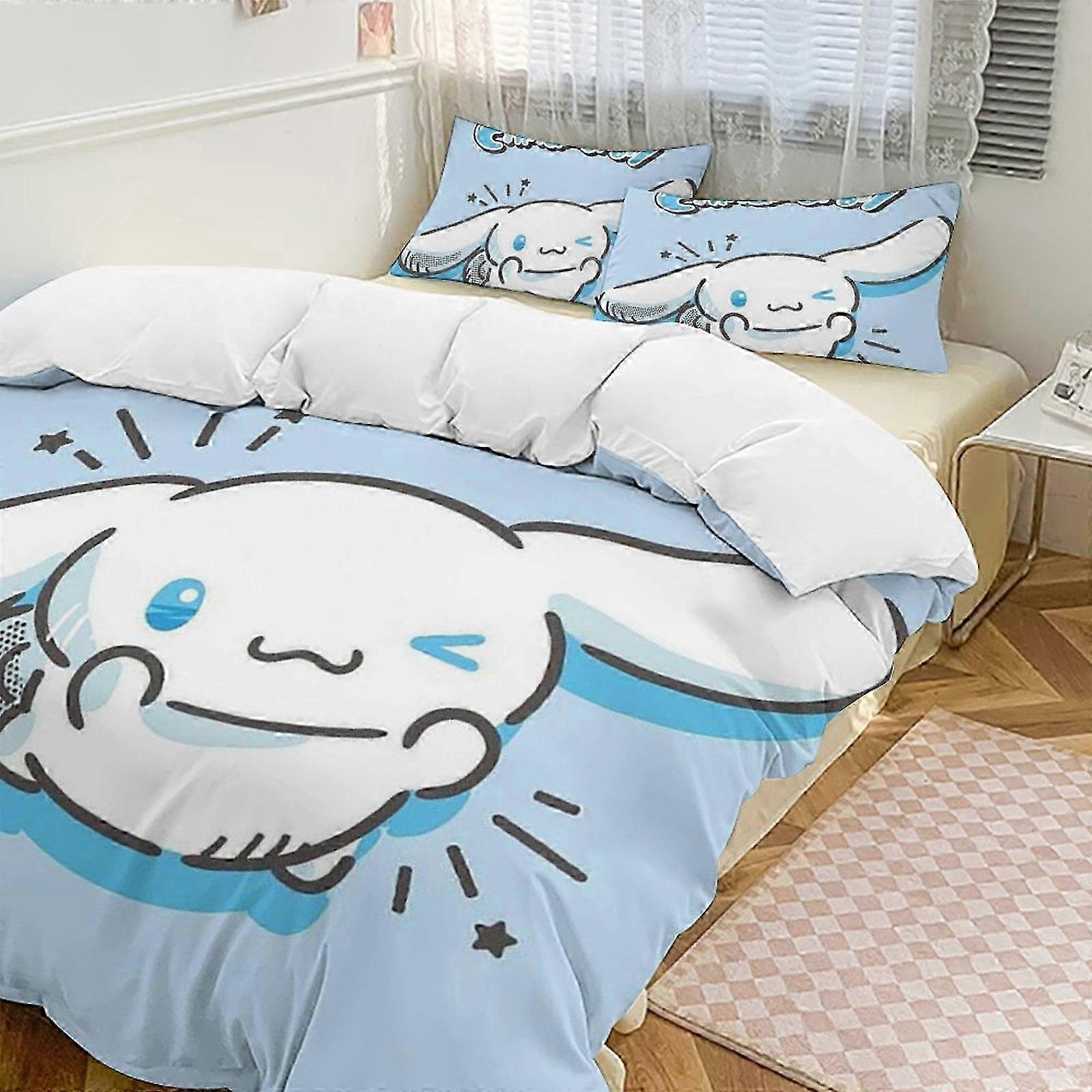 3-delat set med två enkelsängar - inkluderar 1 enkeltäcke och 2 örngott sängkläder - blekningsbeständig mikrofiber lämplig för vissa märken