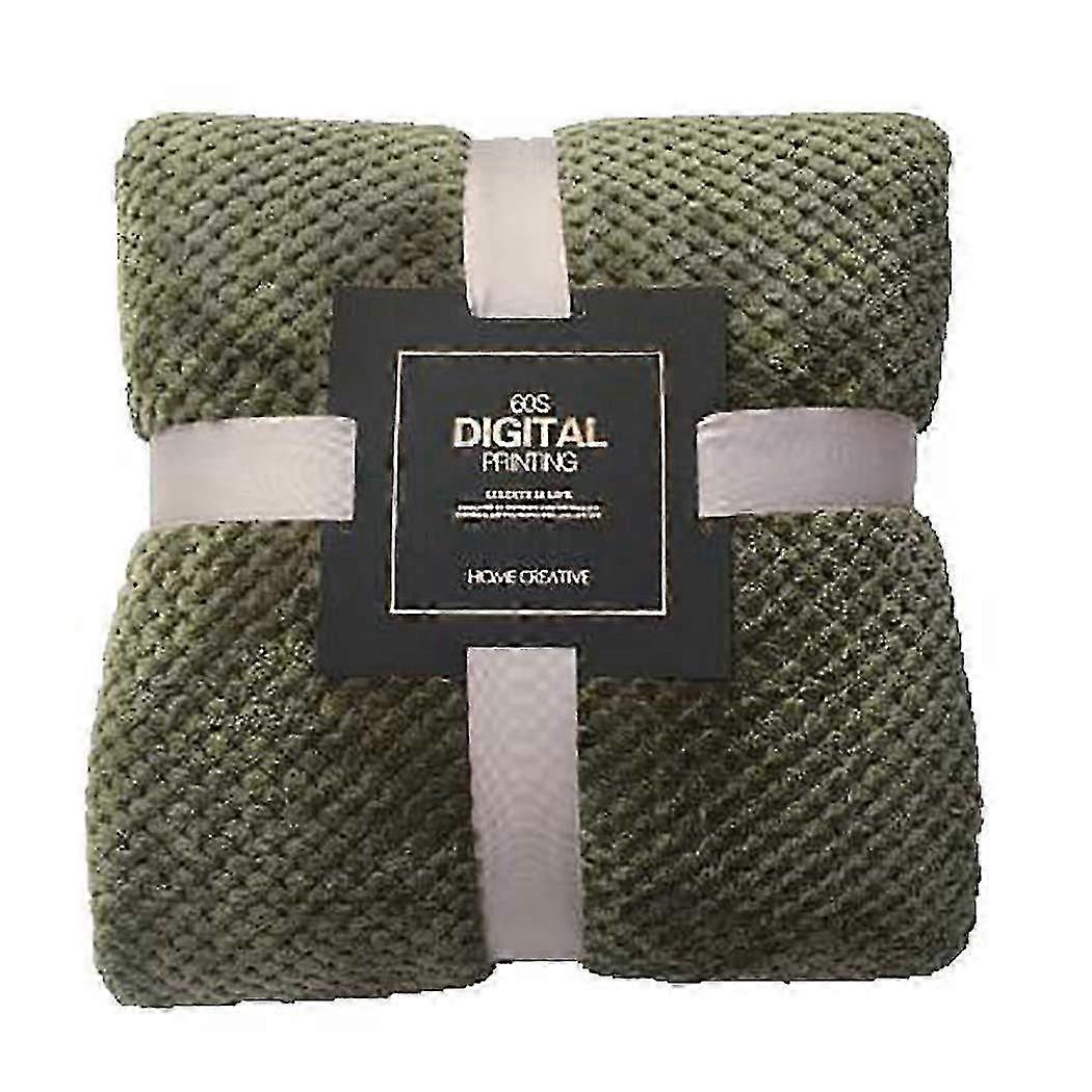 Soft Warm Plaid Fleece Bed Blanket Large Mesh Flannel Blankets Thick Breathable