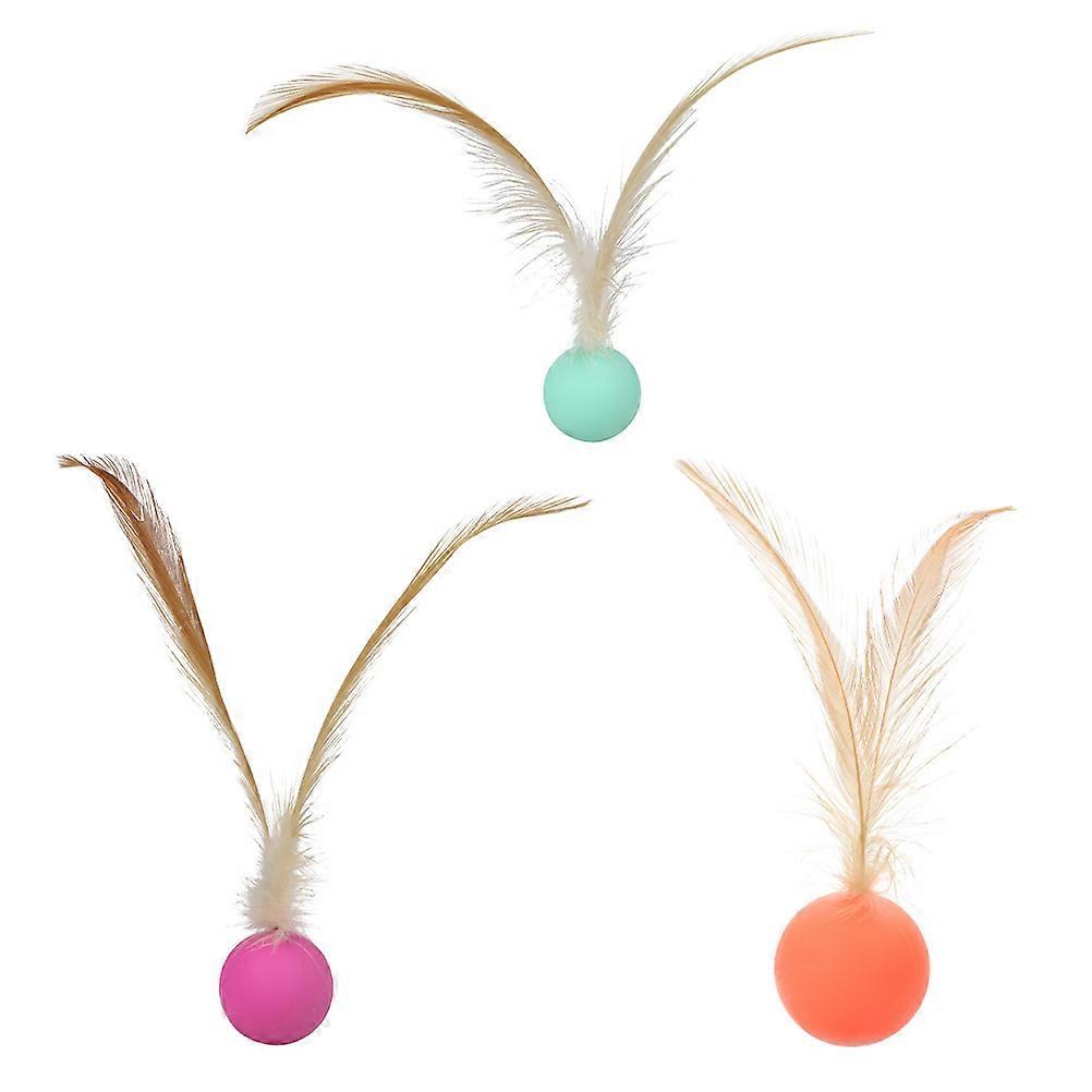 3pcs Assorted Color Pet Interactive Balls for Cat Teasing Toys Rubber Material