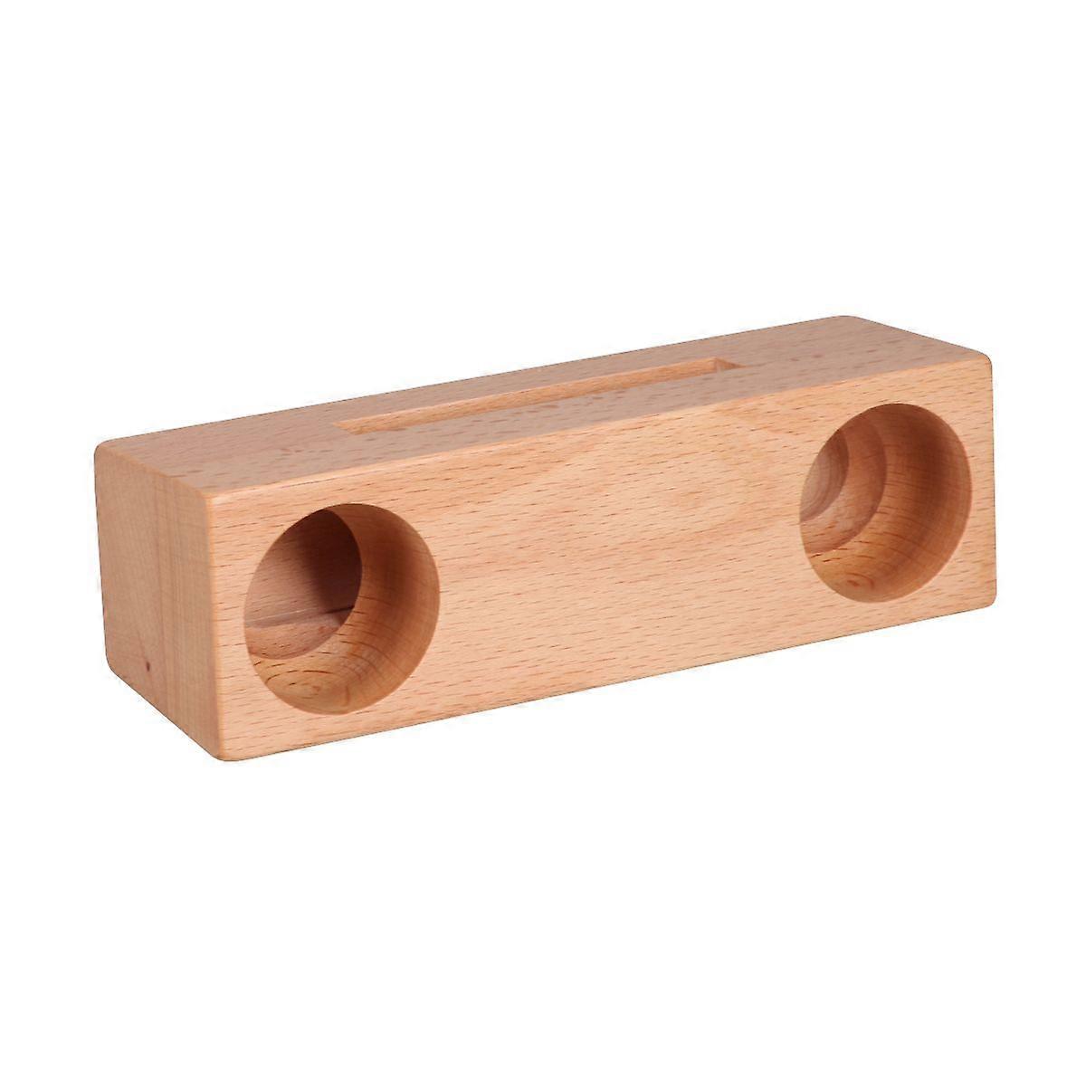 Vertical Wood Mobile Phone Holder Simple Vehicle-mounted Phone Amplifier Stand Portable Table Sound Louder (Beech)