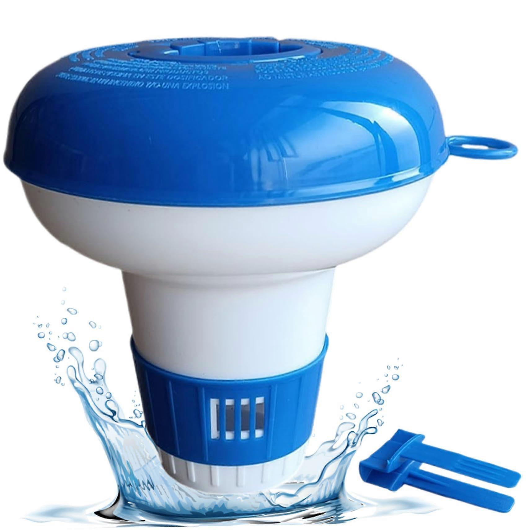 Pool Chlorine Floater with Tong 5 Inch PP Round Chlorine Tablet Floater Adjustable Floating Chlorine Dispenser