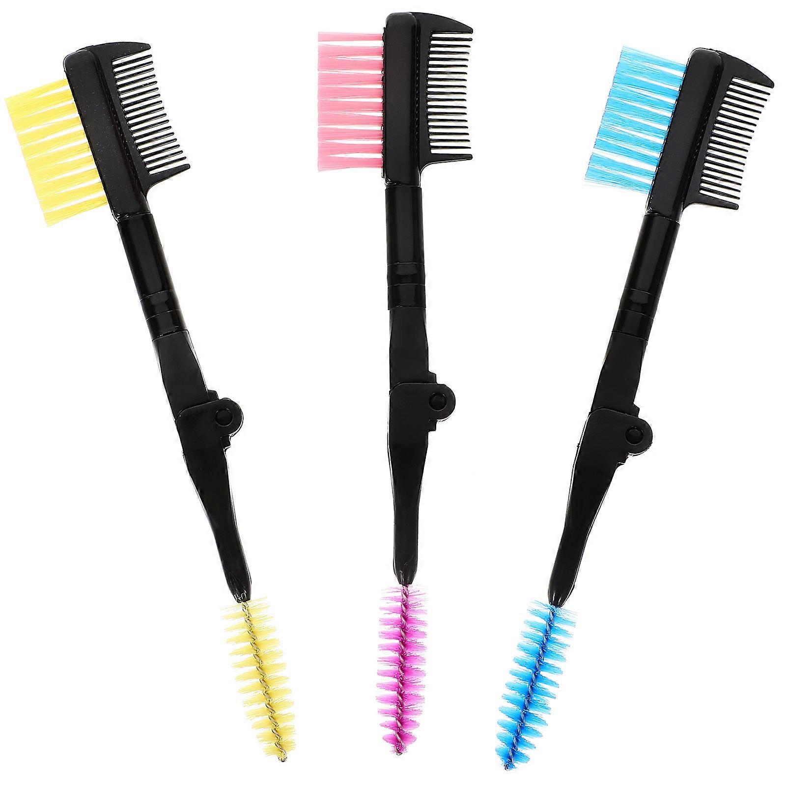 Portable Folding Design Eyebrow Comb Dual Sided Eyelash Comb Travel Makeup Tools For Women 3Pcs