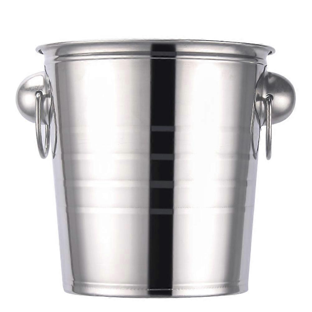 Metal Ice Bucket Round Head Practical for Commercial Use 25.8X25X22.4CM Silver 1Pcs