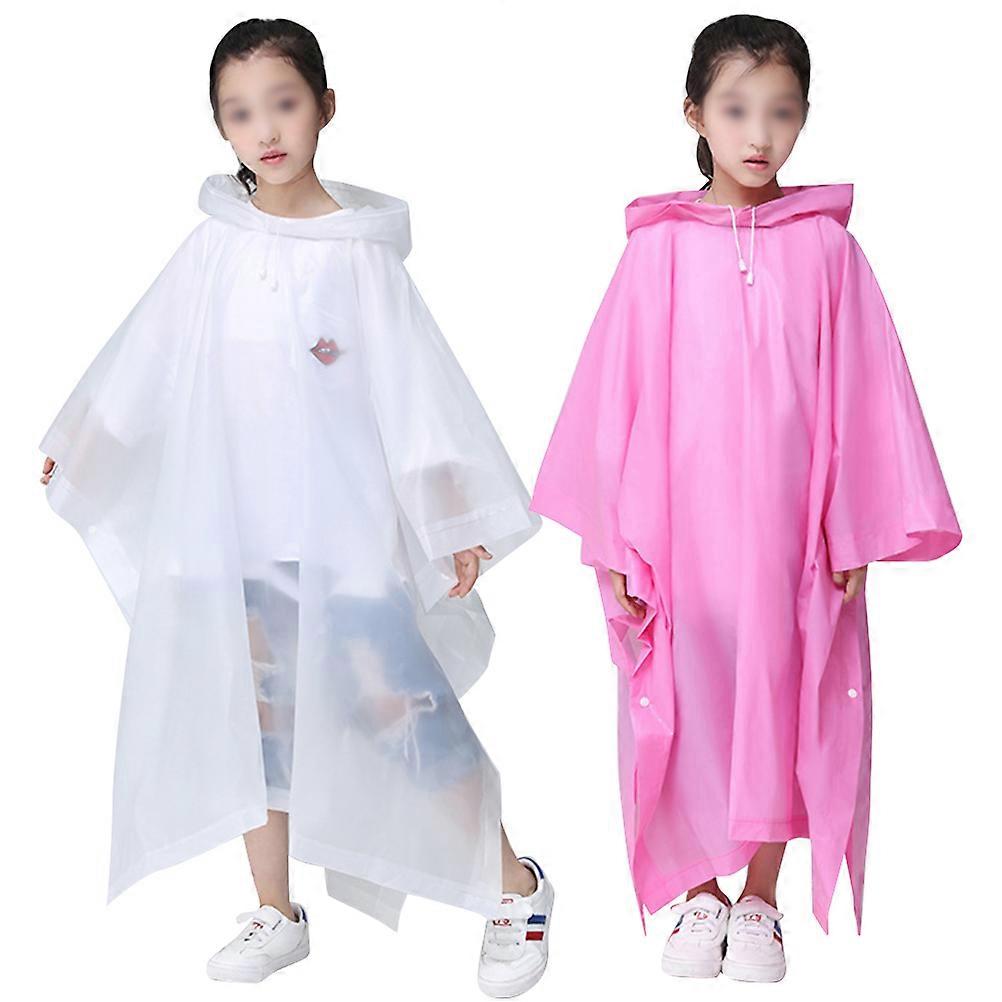Childrens Ponchos Practical Outdoor Rainwear for Kids Camping Use 110x110cm Pink Color 2Set Protective